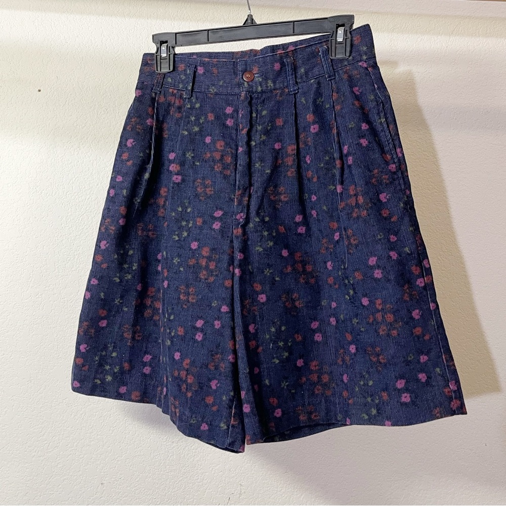 Palmettos Vintage Floral High Waist Corduroy Shorts